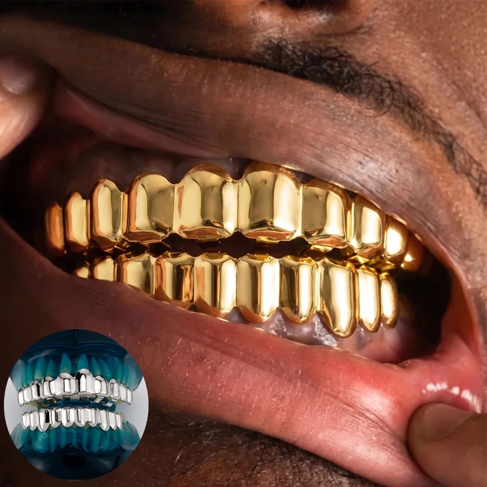Street Fashion Jewelry - Gold Color Hip Hop Grillz Set