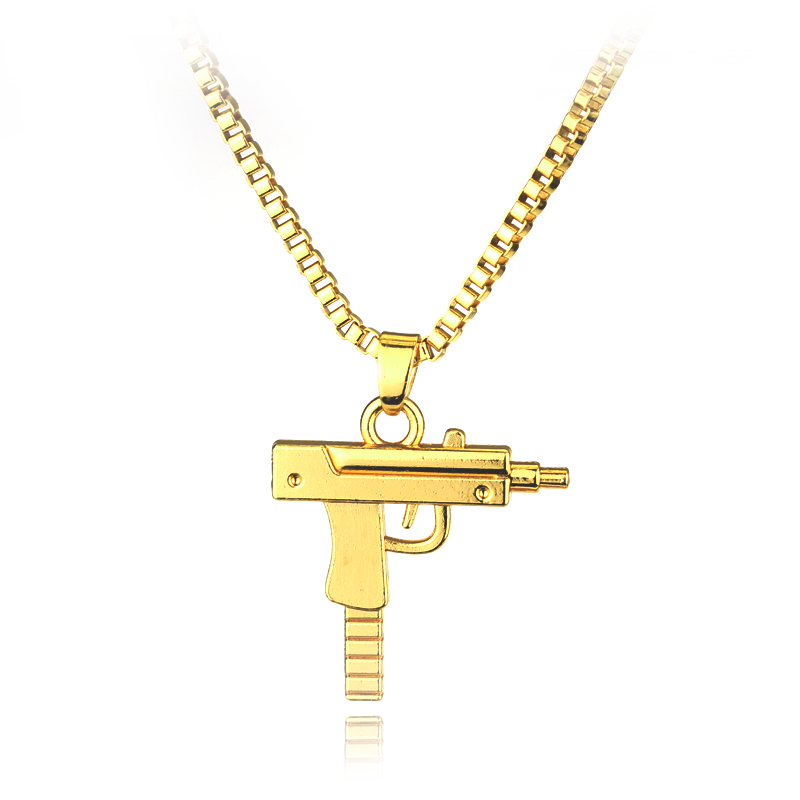 Street Fashion Jewelry - Trendy Uzi Gun Shaped Pendant Necklace