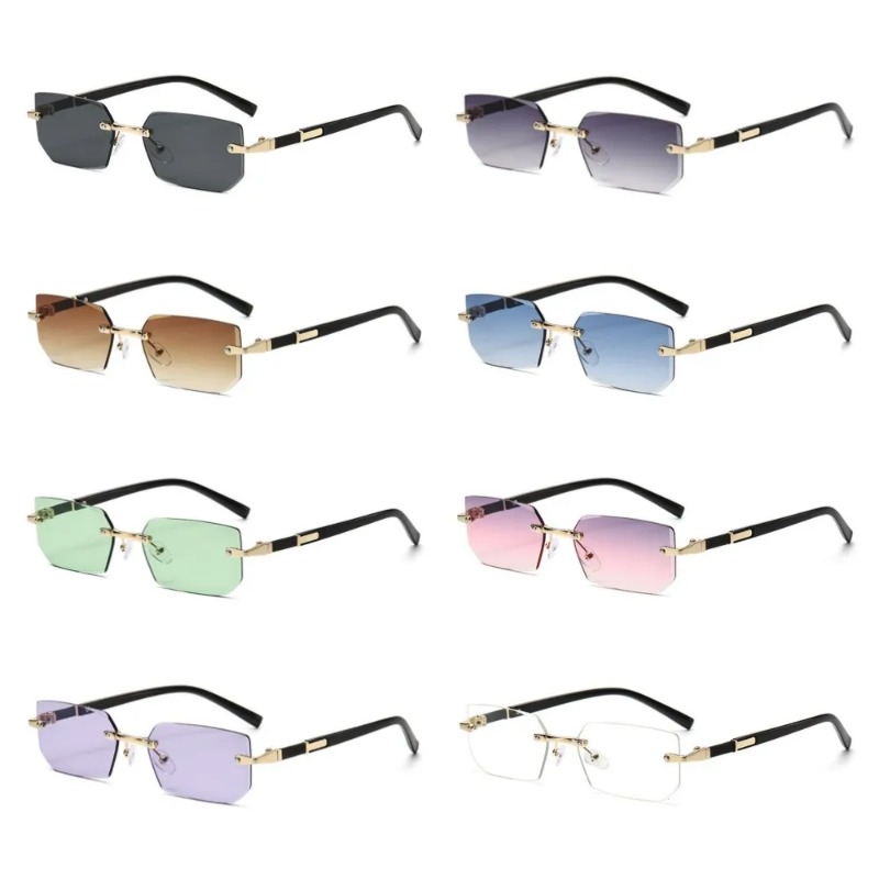 Street Fashion Brands - Rimless Cut Edge Rectangle Sunglasses Unisex