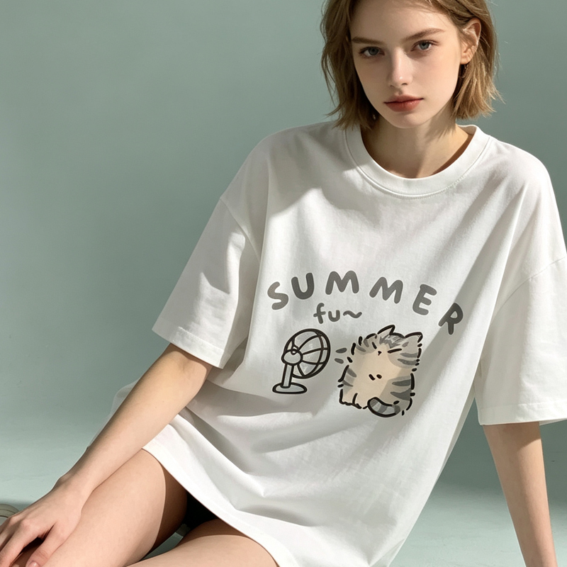Korean T-shirt for Women Print - Street Fashion Couple 评论和价格