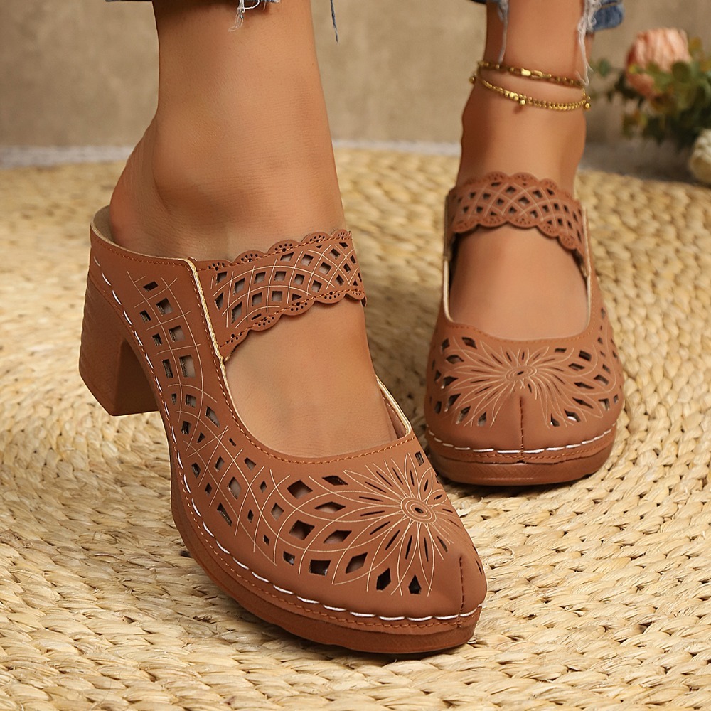Women Hollow Cutout Mules Chun - Street Fashion Dress 评论和价格