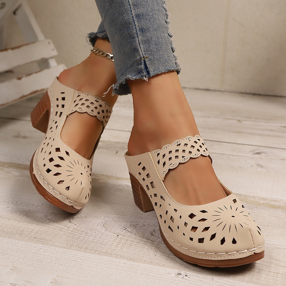 Women Hollow Cutout Mules Chun - Street Fashion Dress 评论和价格