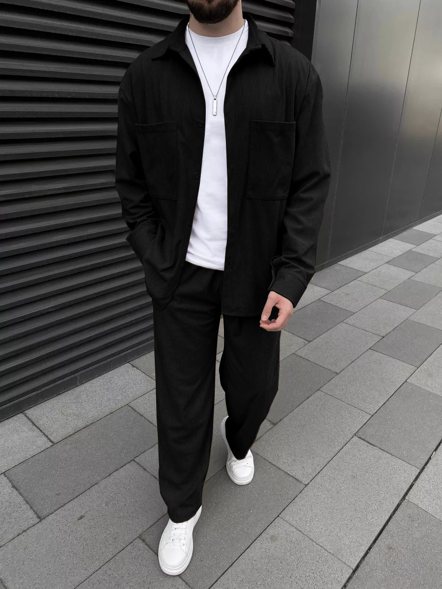 Men's Corduroy Two-Piece Outfi - Street Fashion Outfit For Men 评论和价格