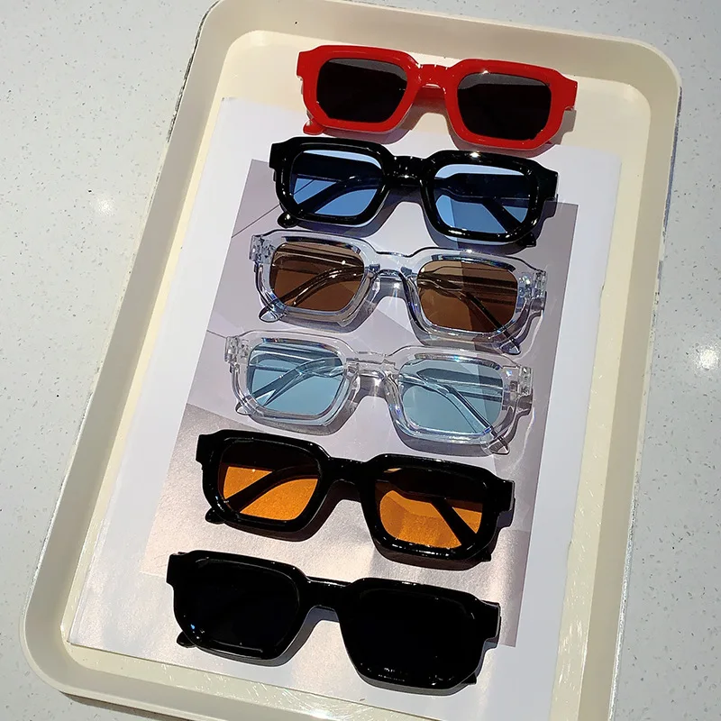 Vintage Rectangle Frame Sungla - Street Fashion Brands 评论和价格
