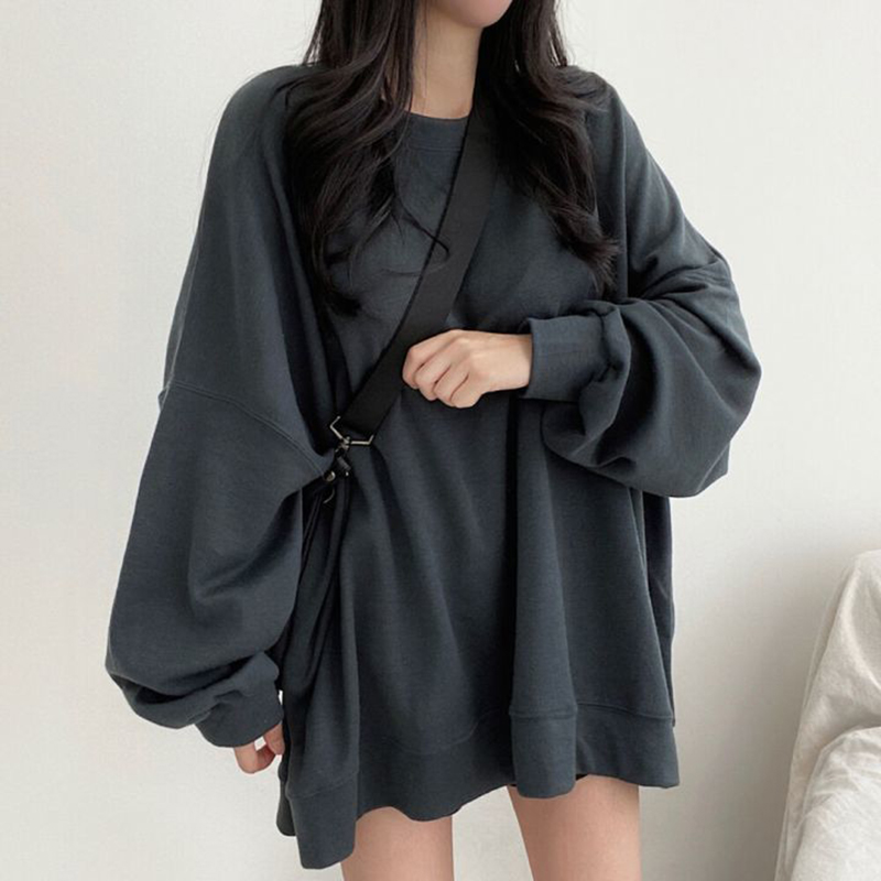 Solid Color Long Sleeve Women  - Street Fashion Couple 评论和价格