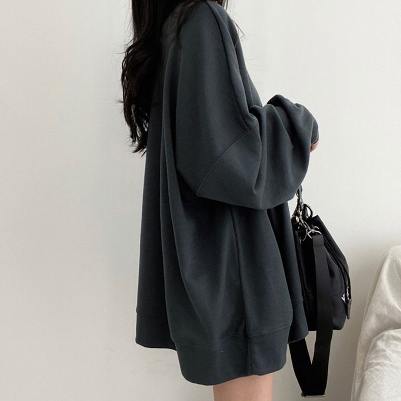 Solid Color Long Sleeve Women  - Street Fashion Couple 评论和价格
