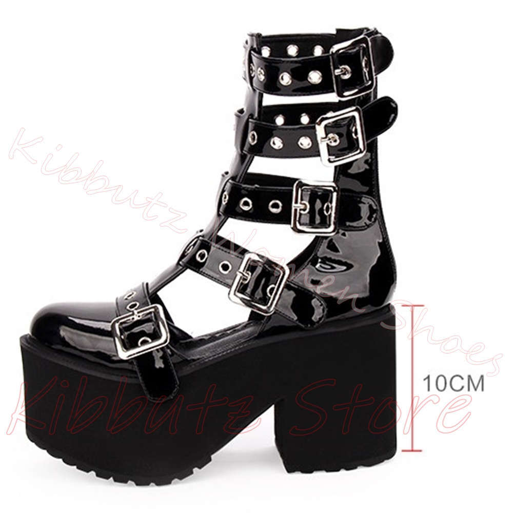 Multi Buckle Cutout Sandals Pl - Street Fashion Dress 评论和价格