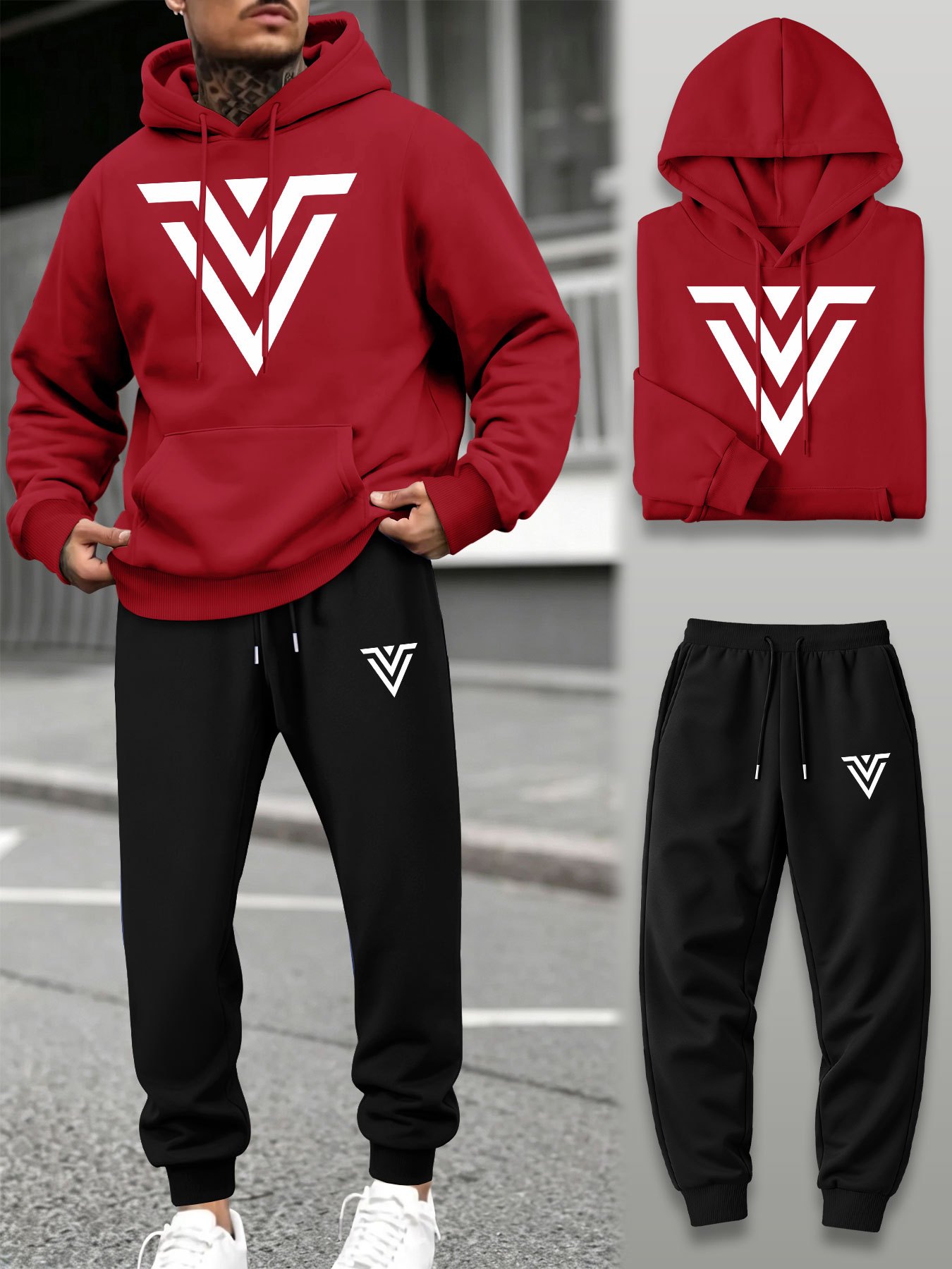Men 2‑Piece Tracksuit V‑Shape  - Running Pant Jogger 评论和价格
