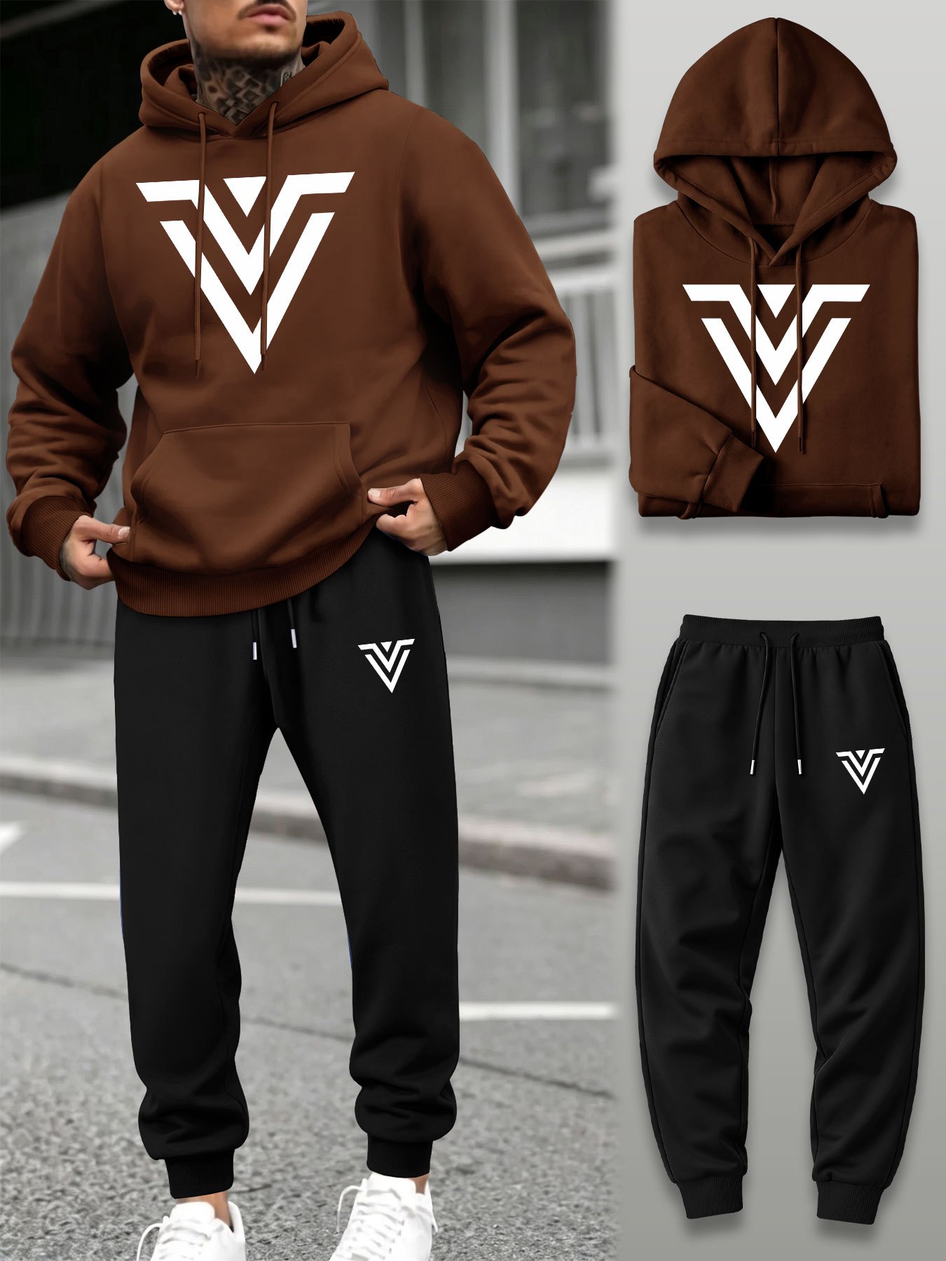 Men 2‑Piece Tracksuit V‑Shape  - Running Pant Jogger 评论和价格