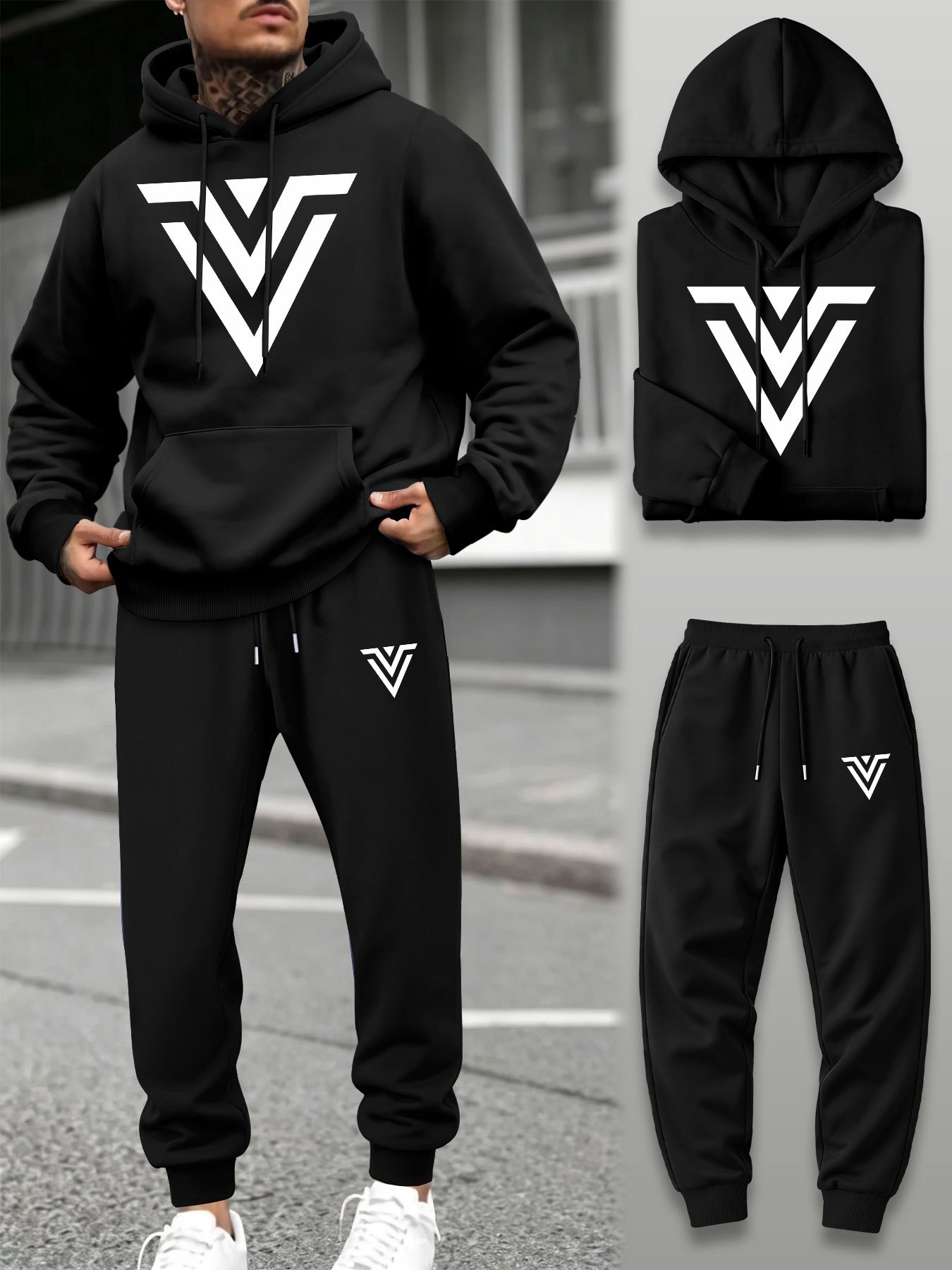 Men 2‑Piece Tracksuit V‑Shape  - Running Pant Jogger 评论和价格