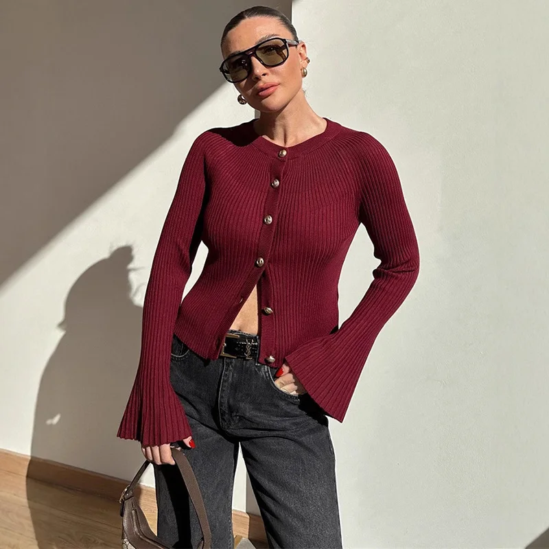 Long Sleeve Knitted Cardigan F - Street Fashion Winter 2025 评论和价格
