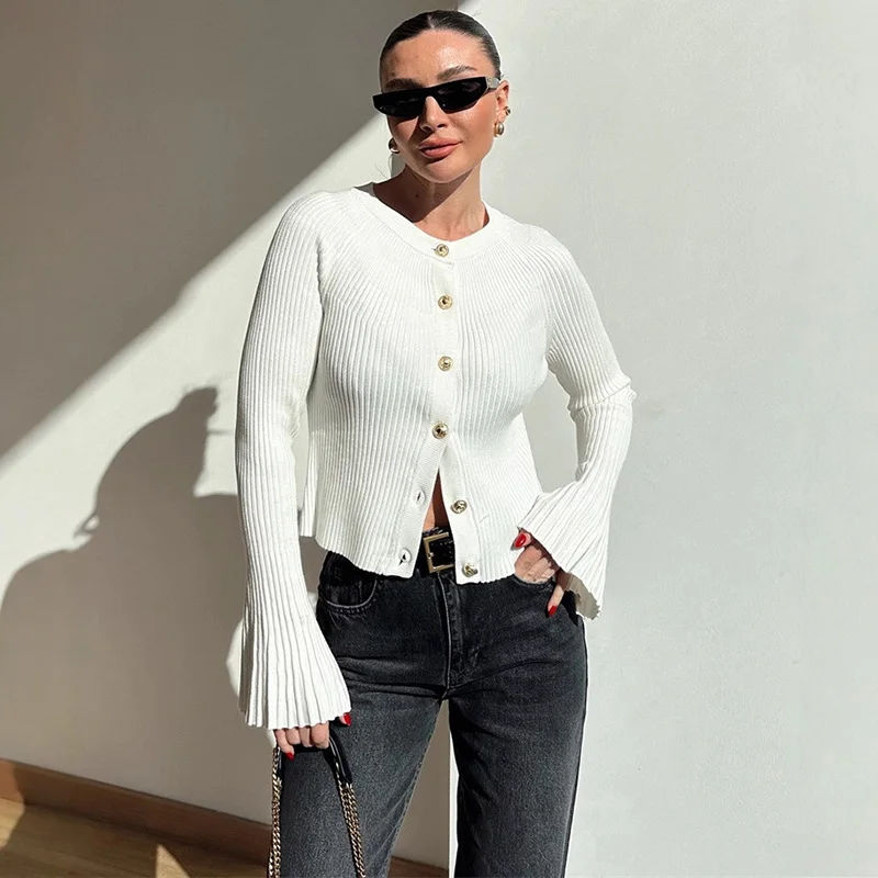 Long Sleeve Knitted Cardigan F - Street Fashion Winter 2025 评论和价格