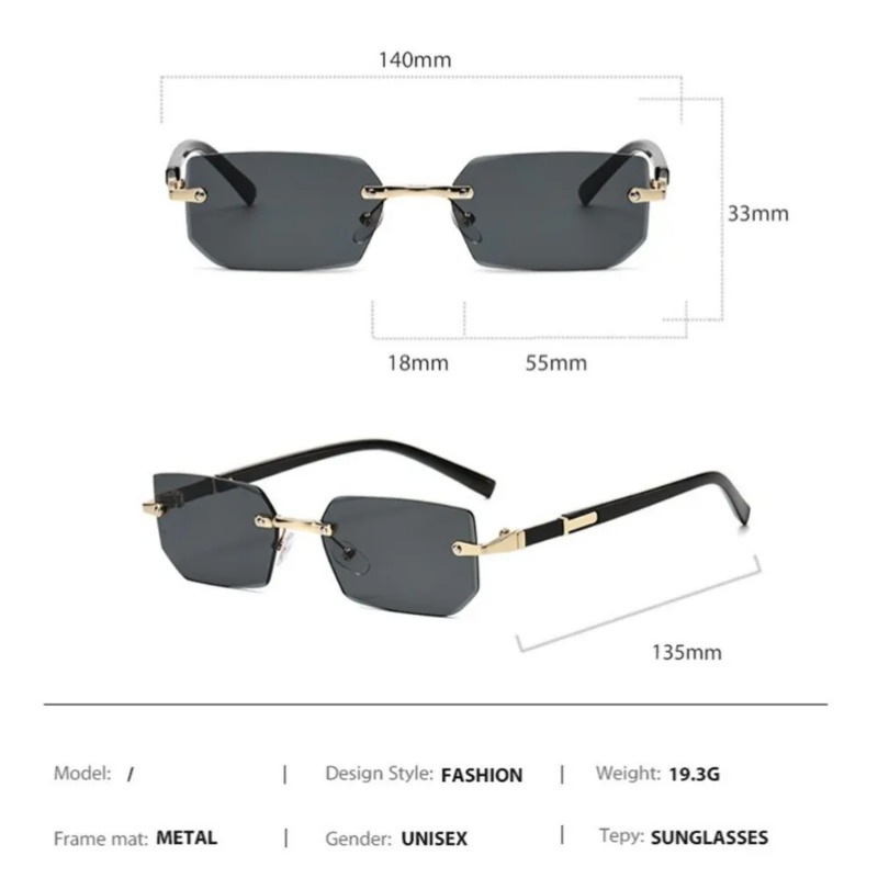 Rimless Cut Edge Rectangle Sun - Street Fashion Brands 评论和价格